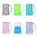 Double Walled Gel Frosty Freezer Beer Mugs, Plastic Mugs with Handle Beer Glasses For Freezer, Frozen Drinking Glass Cups